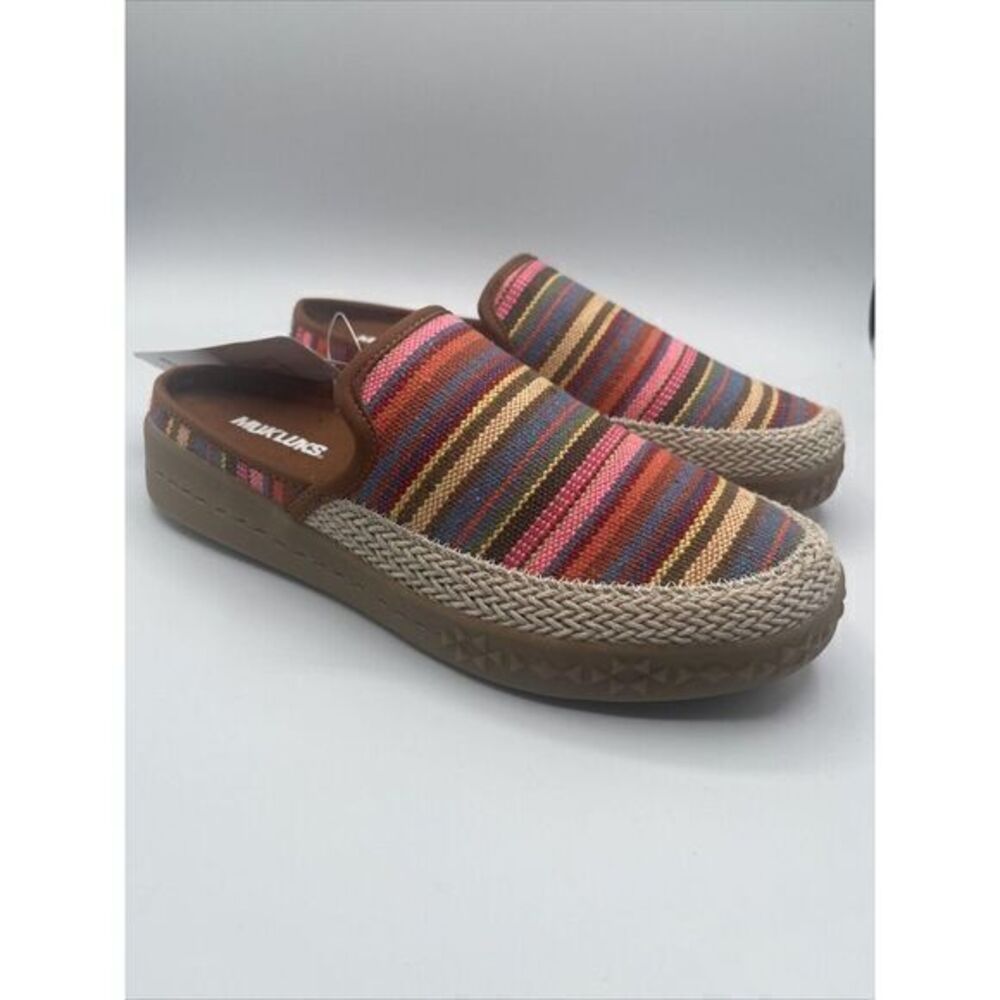 MUK LUKS Bright Stripe Multicolor Stripe Street Brooklyn Highway Clogs Size 6.5